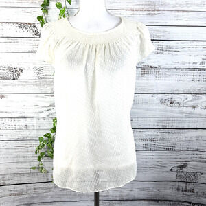 Girls From Savoy Anthropologie Blouse Top size 6 Cream Ivory Sheer Smocked Boho